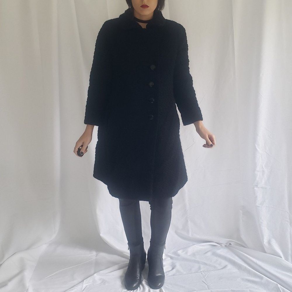 60s/70s Black‎ Textured Coat